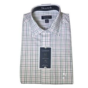 Club Room Men's Regular Fit Letto Plaid Dress Shirt pink green 15.5 34-35 $60
